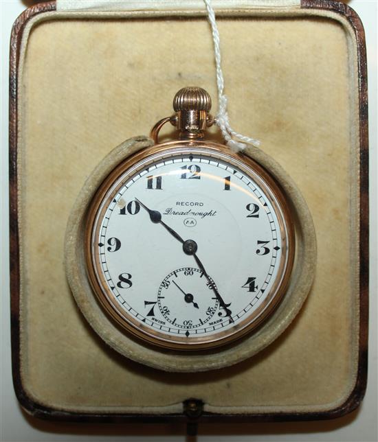 A George V 9ct gold Record Dreadnought keyless pocket watch(-)